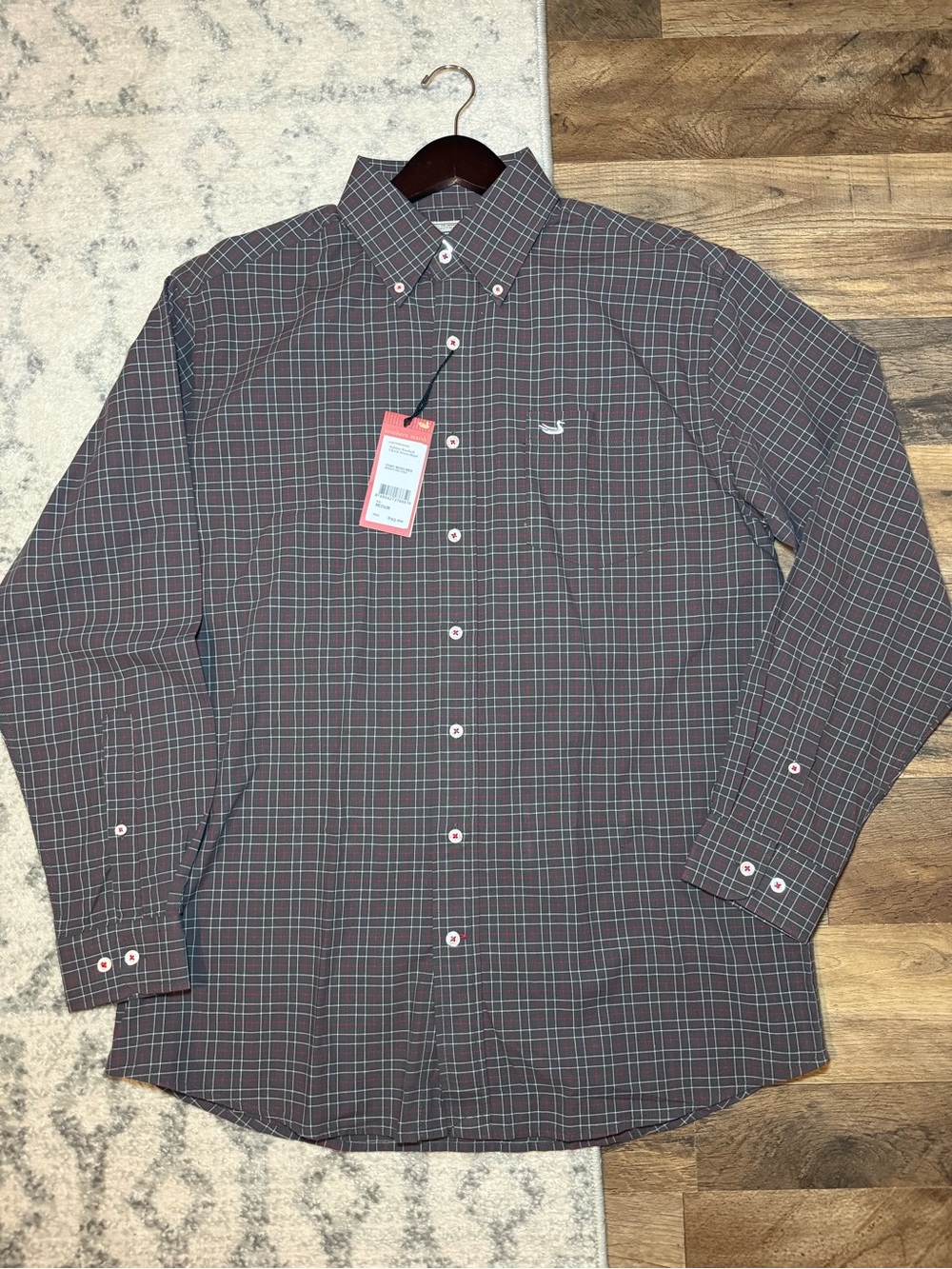 Southern Marsh Brown Plaid Button-Down Shirt with Teal Windowpane